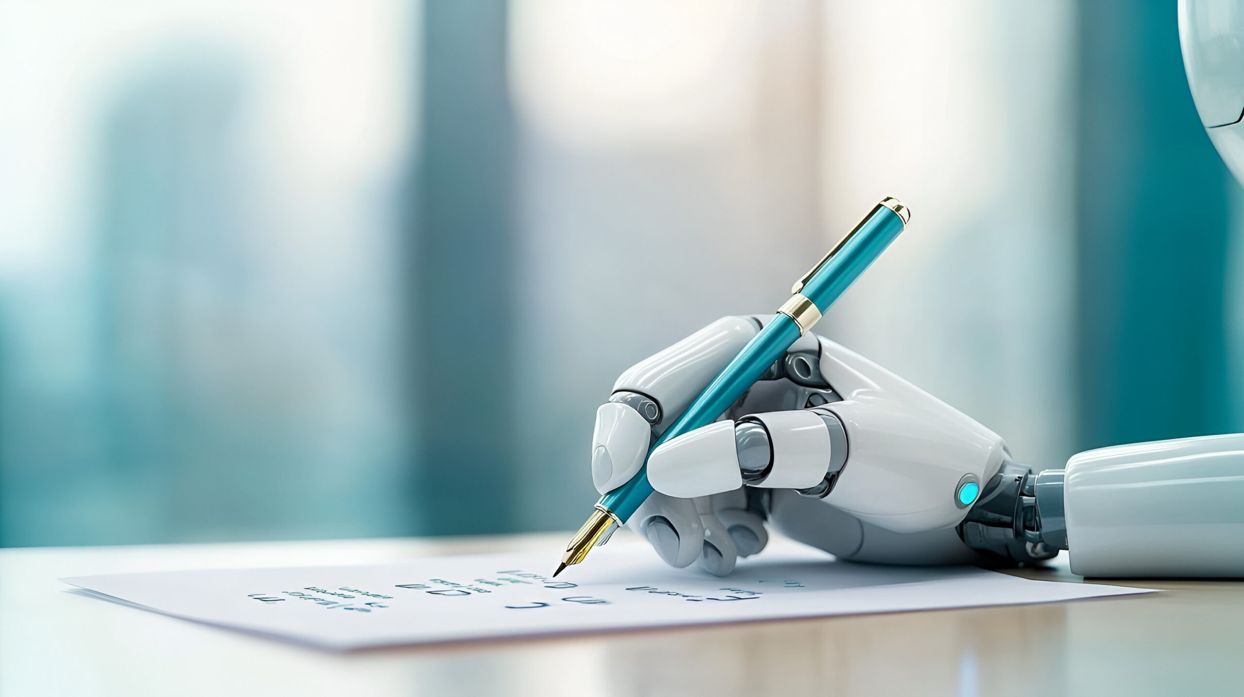 ChatGPT AI chatbot writing answers with a pen on paper, symbolizing the integration of artificial intelligence in communication, content creation, and problem-solving, digital illustration ChatGPT AI chatbot writing answers with a pen on paper, symbolizing the integration of artificial intelligence in communication, content creation, and problem-solving, digital illustration